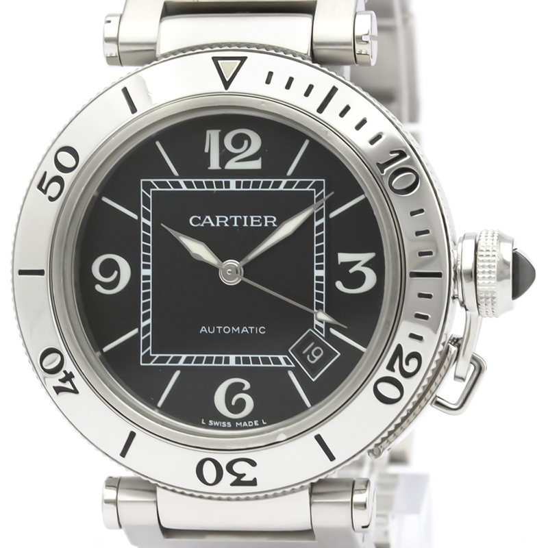 

Cartier Black Stainless Steel Pasha W31077M7 Men's Wristwatch