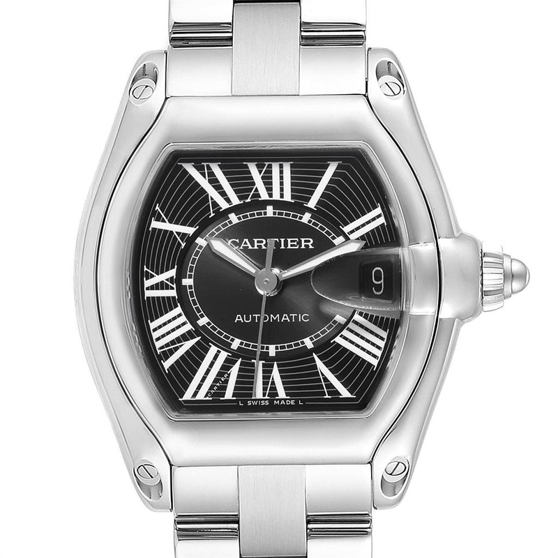 

Cartier Black Stainless Steel Roadster W62041V3 Men's Wristwatch