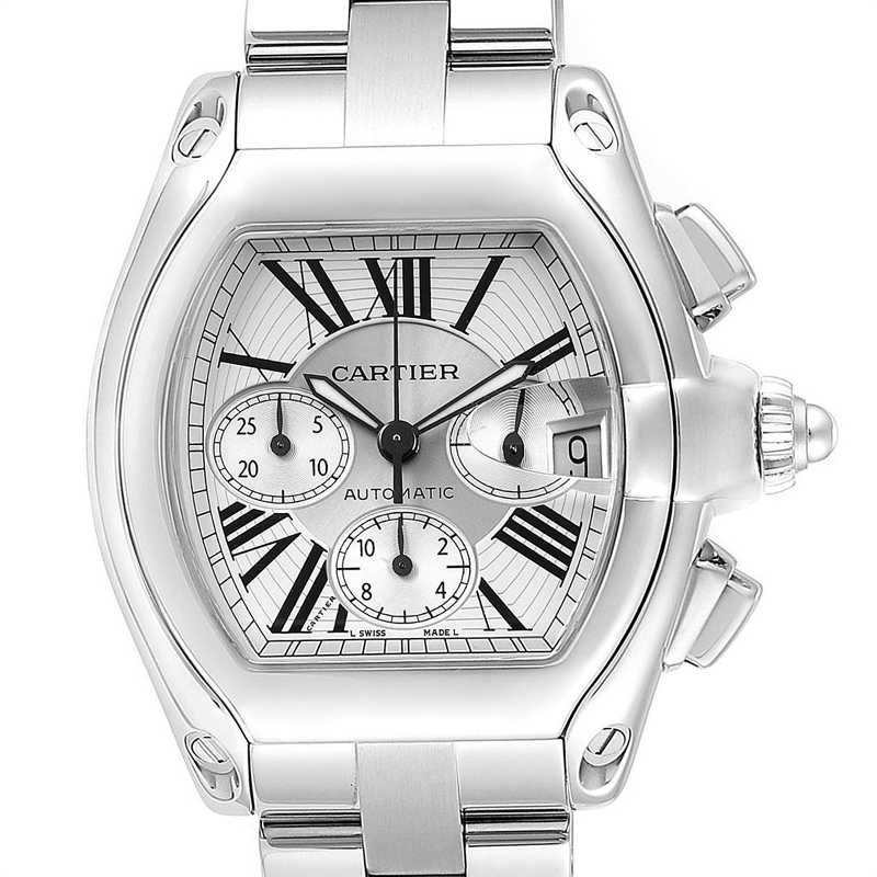 

Cartier Silver Stainless Steel Roadster W62019X6 Men's Wristwatch