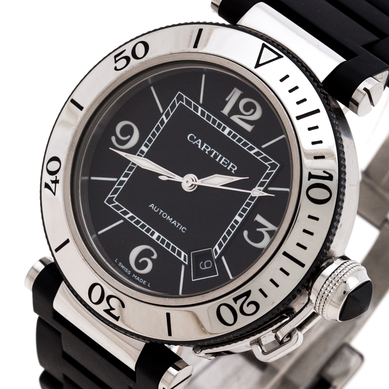 

Cartier Black Stainless Steel Rubber Pasha de Cartier