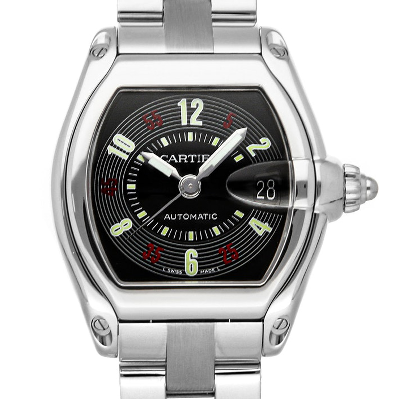 

Cartier Black Stainless Steel W62002V3 Roadster Men's Wristwatch