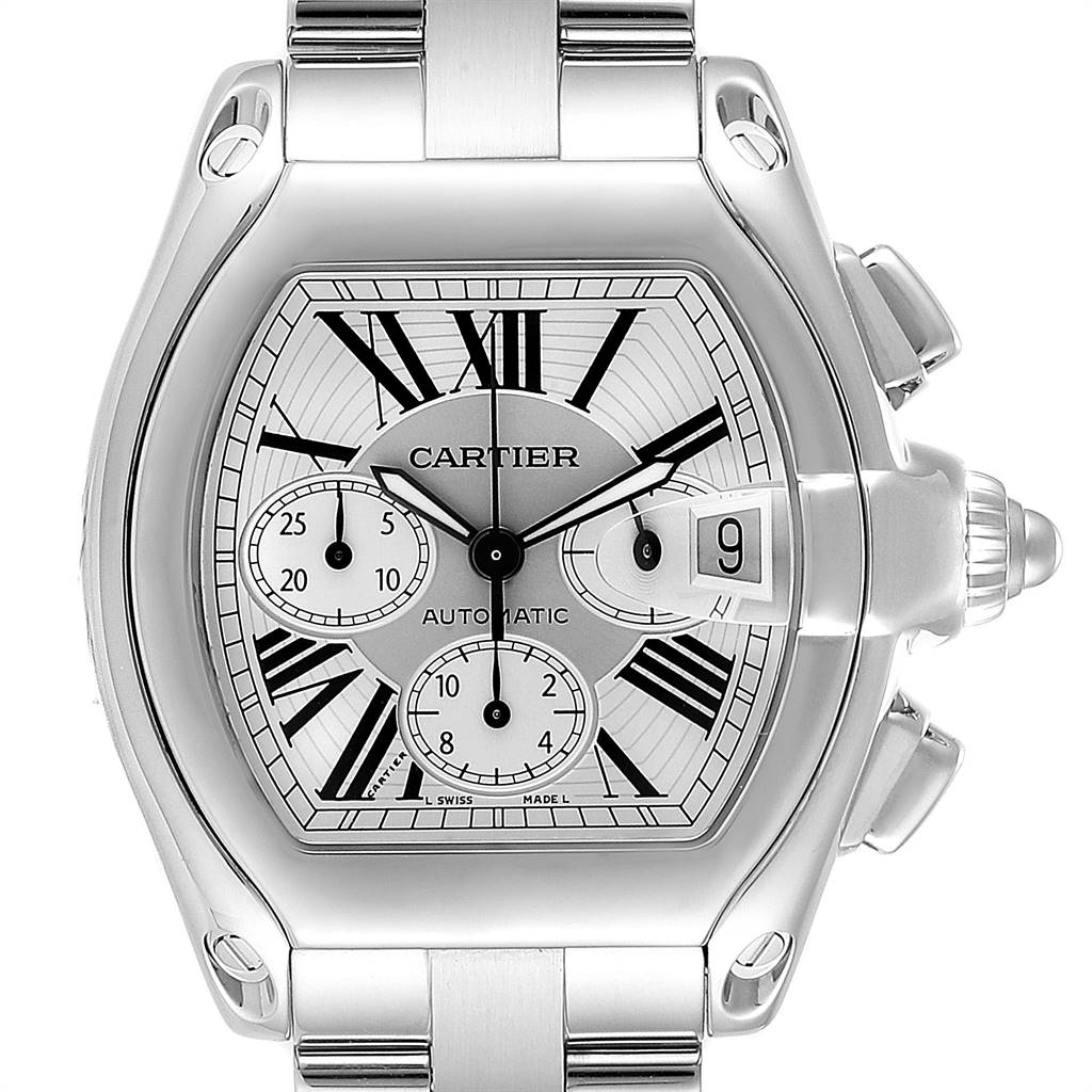 

Cartier Silver Stainless Steel Roadster  Chronograph W62019X6 Men's Wristwatch 49 x 43 MM