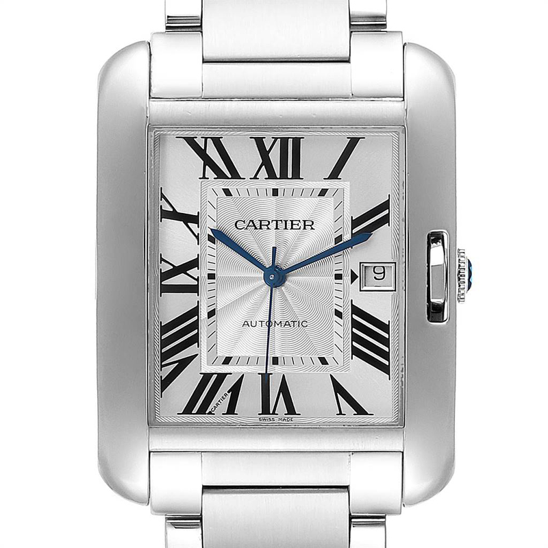 

Cartier Silver Stainless Steel Tank Anglaise  W5310008 Men's Wristwatch 47x36 MM