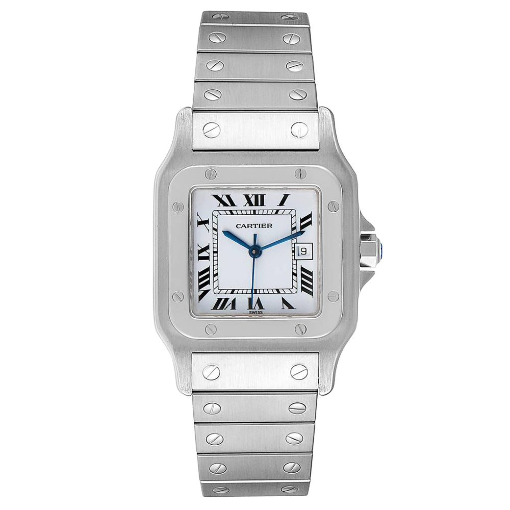 Cartier Light Blue Stainless Steel Santos Galbee Men's Wristwatch 29 MM