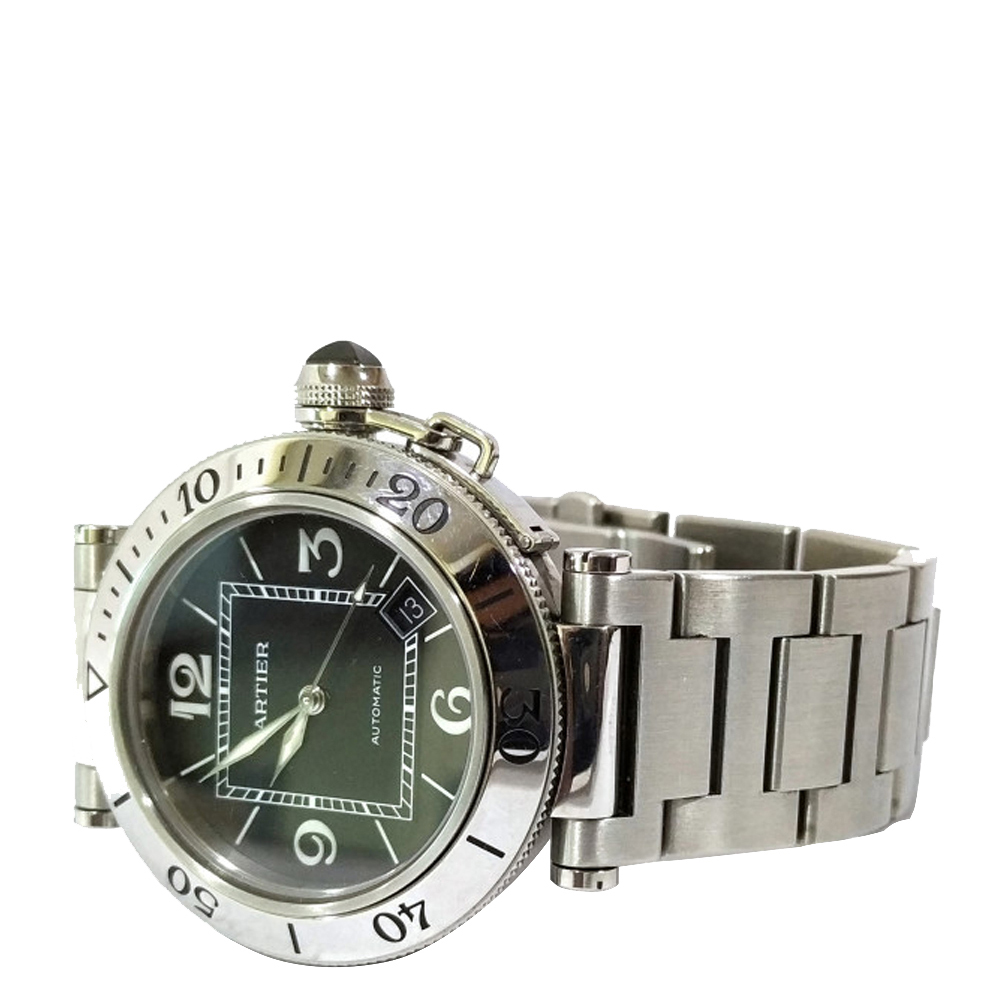 

Cartier Black Stainless Steel Pasha Seatimer Automatic Men's Wristwatch