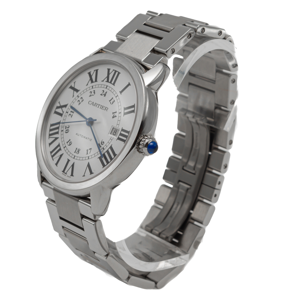 

Cartier Silver Dial Ronde Solo De Cartier Stainless Steel Automatic Watch