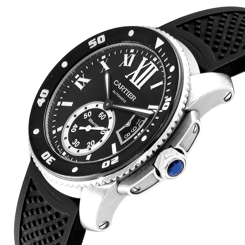 

Cartier Black Stainless Steel Calibre Divers W7100056 Men's Wristwatch