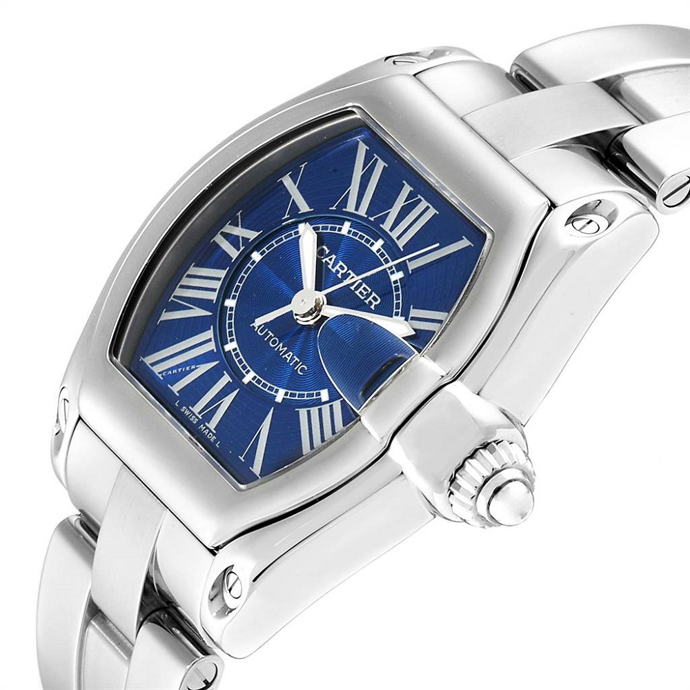 

Cartier Blue Stainless Steel Roadster Automatic W62048V3 Men's Wristwatch