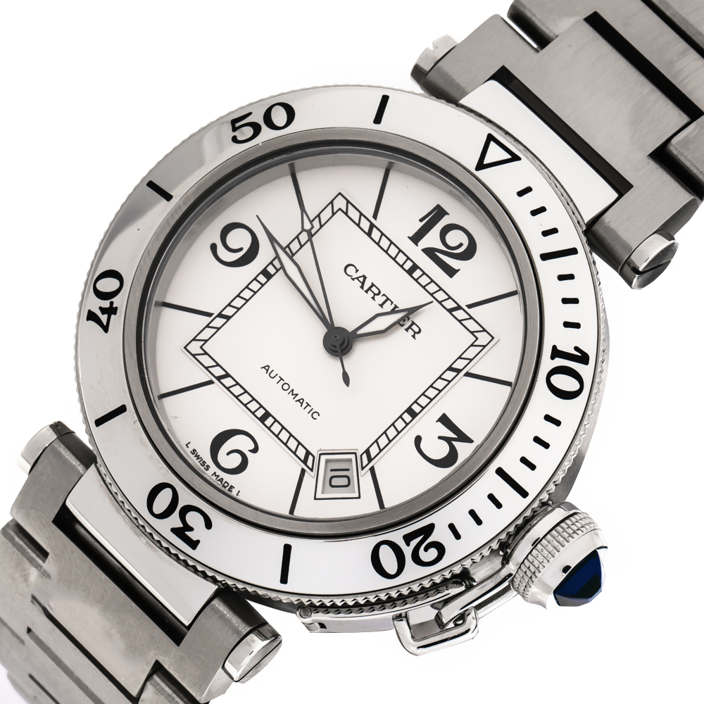 

Cartier Silver White Stainless Steel Pasha Seatimer