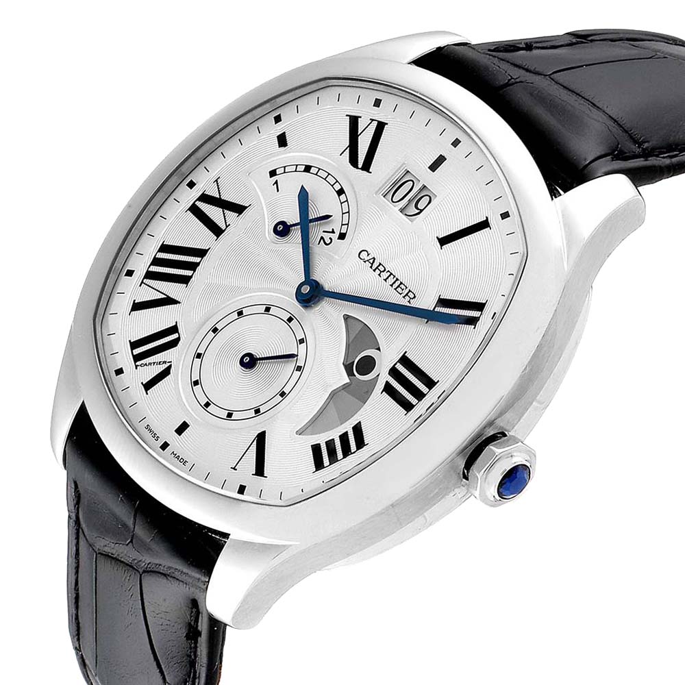 

Cartier Silver Stainless Steel Drive Retrograde Chronograph WSNM0005 Men's Wristwatch