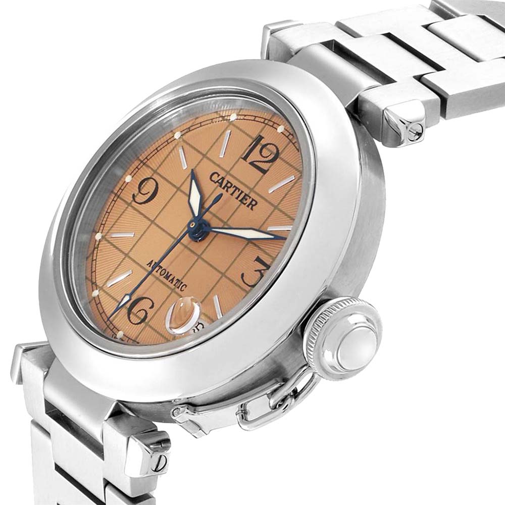 

Cartier Salmon Stainless Steel Pasha C W31024M7 Men's Wristwatch, Orange