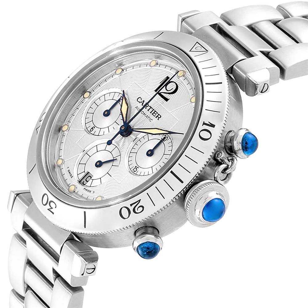 

Cartier Silver Stainless Steel Pasha Seatimer Chronograph W31030H3 Men's Wristwatch