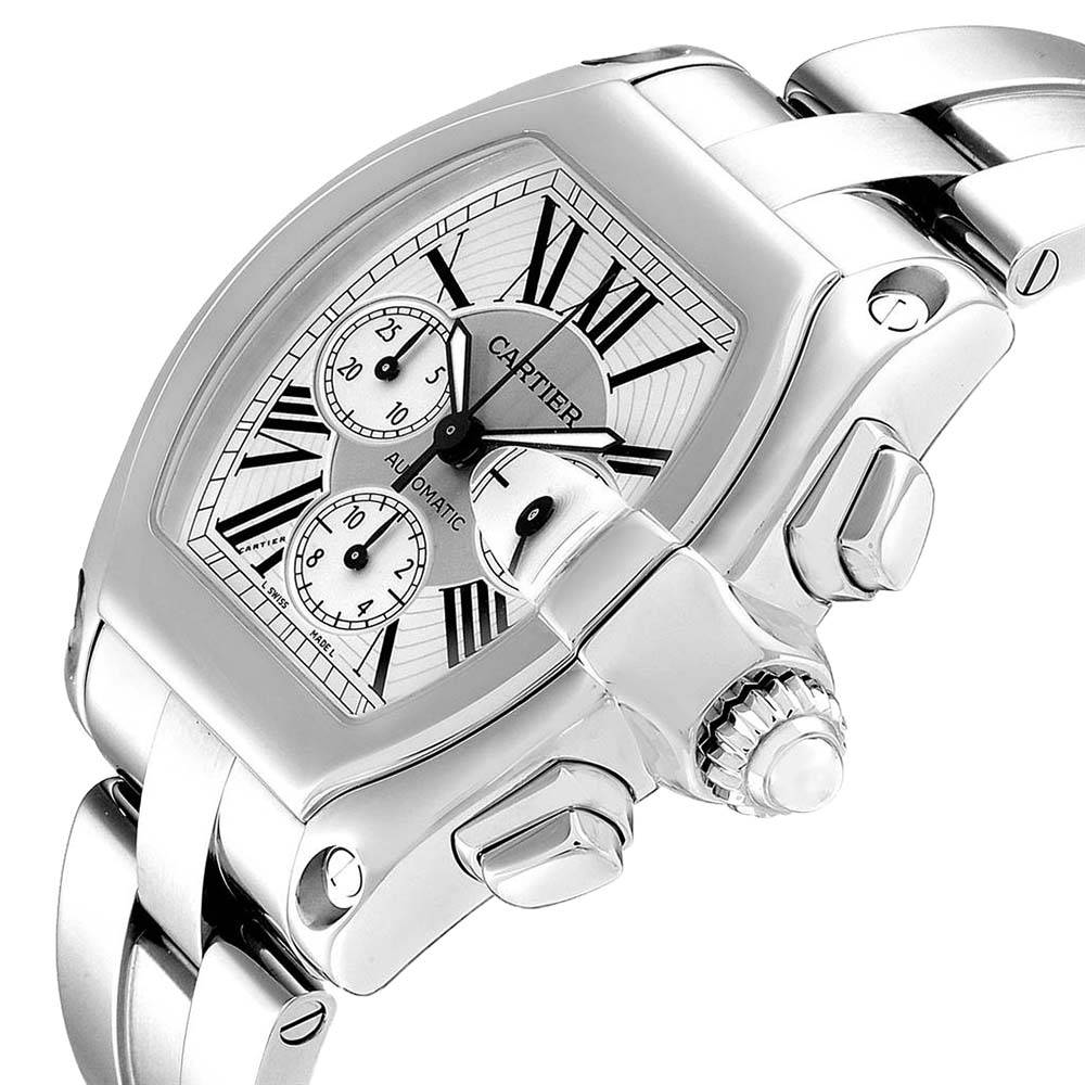 

Cartier Silver Stainless Steel Roadster  Chronograph W62019X6 Men's Wristwatch 49 x 43 MM