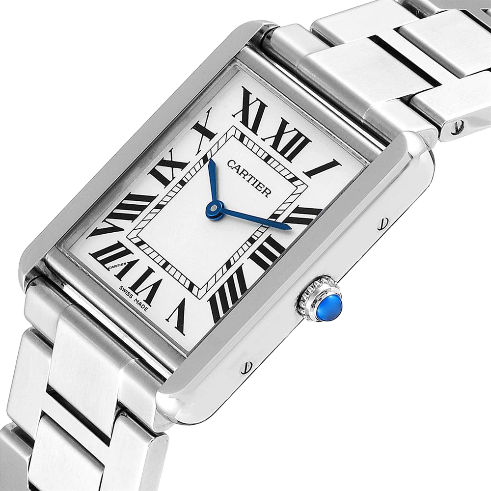 

Cartier Silver Stainless Steel Tank Solo W5200014 Men's Wristwatch