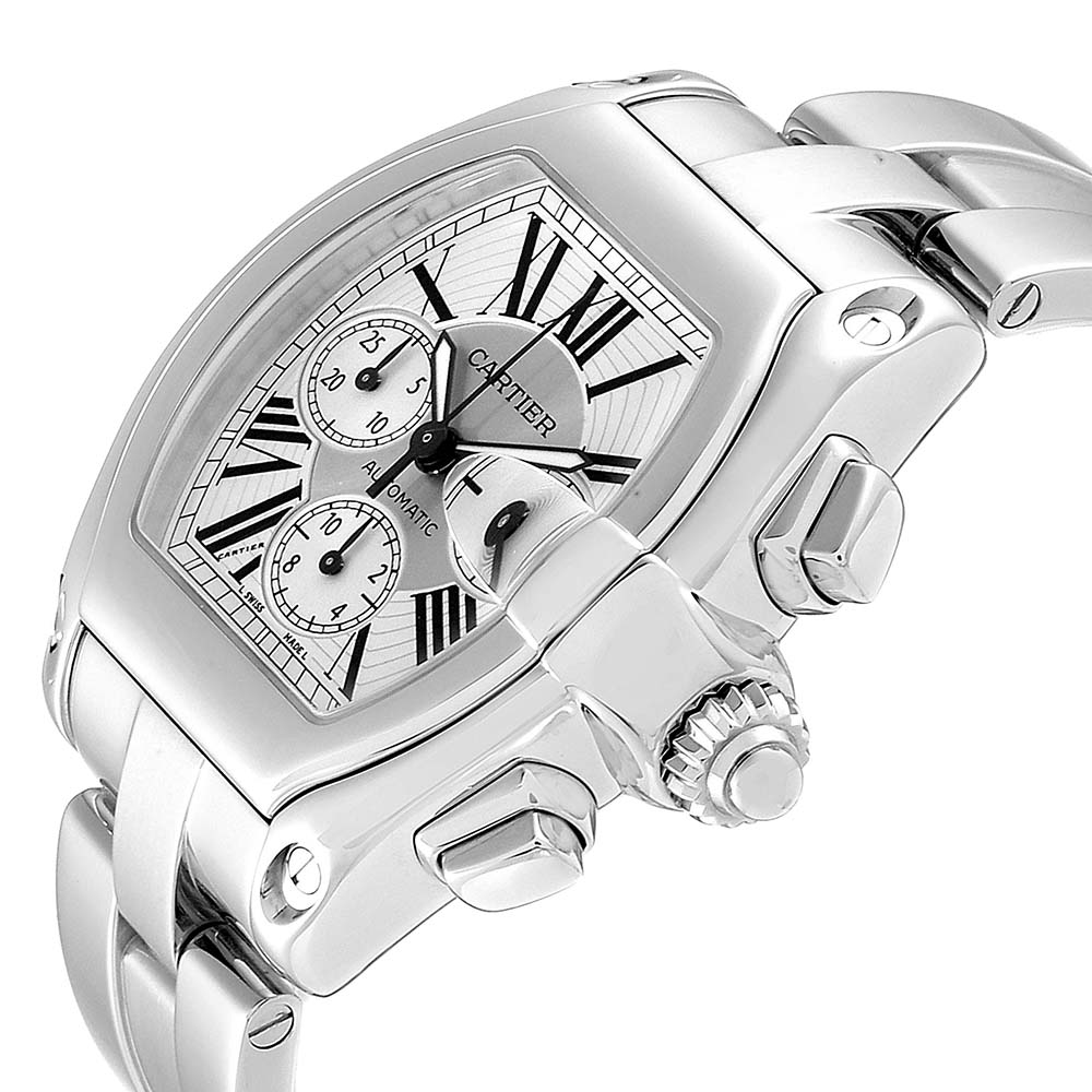 

Cartier Silver Stainless Steel Roadster  Chronograph Automatic W62019X6 Men's Wristwatch 49 x 43 MM