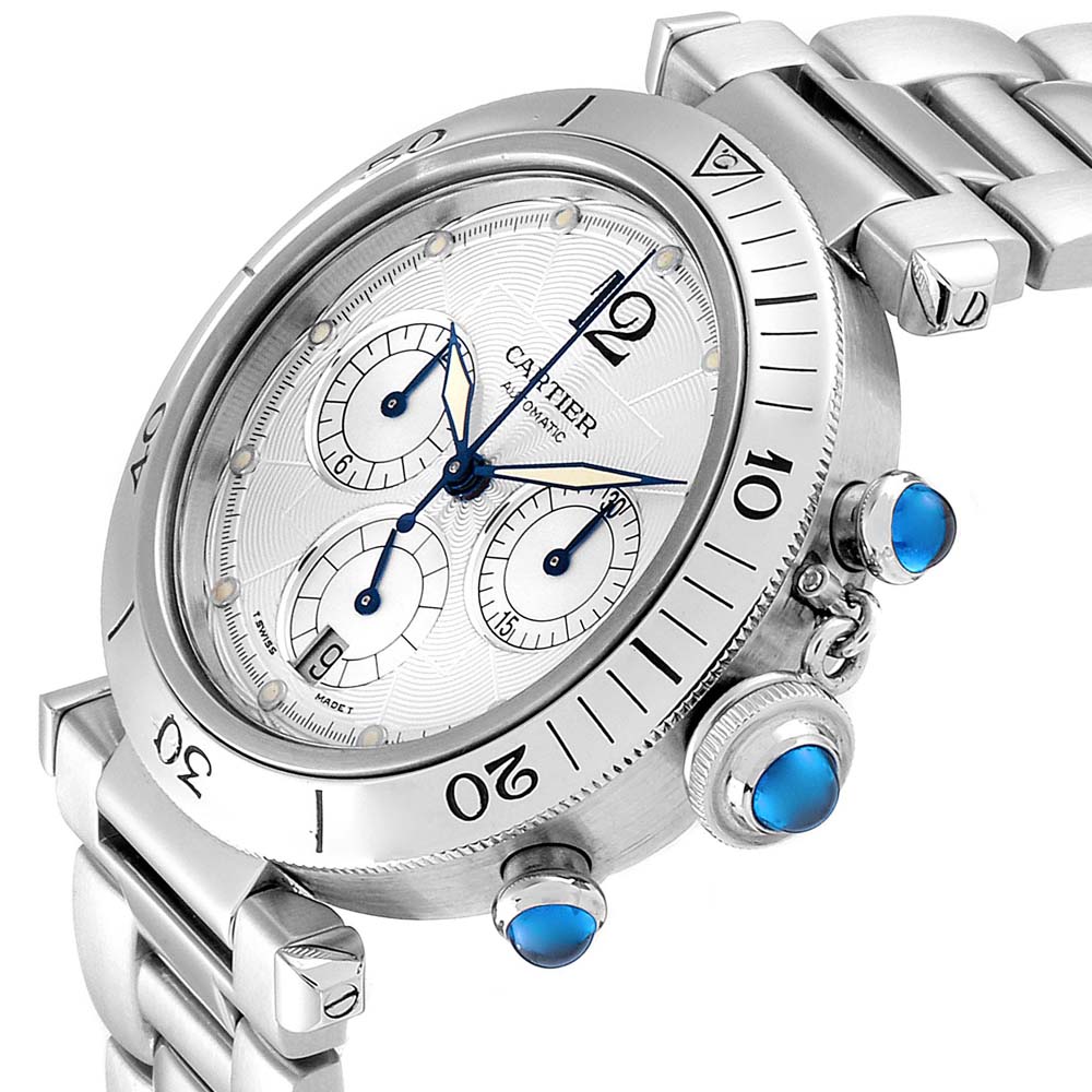 

Cartier Silver Stainless Steel Pasha Seatimer W31030H3 Men's Wristwatch