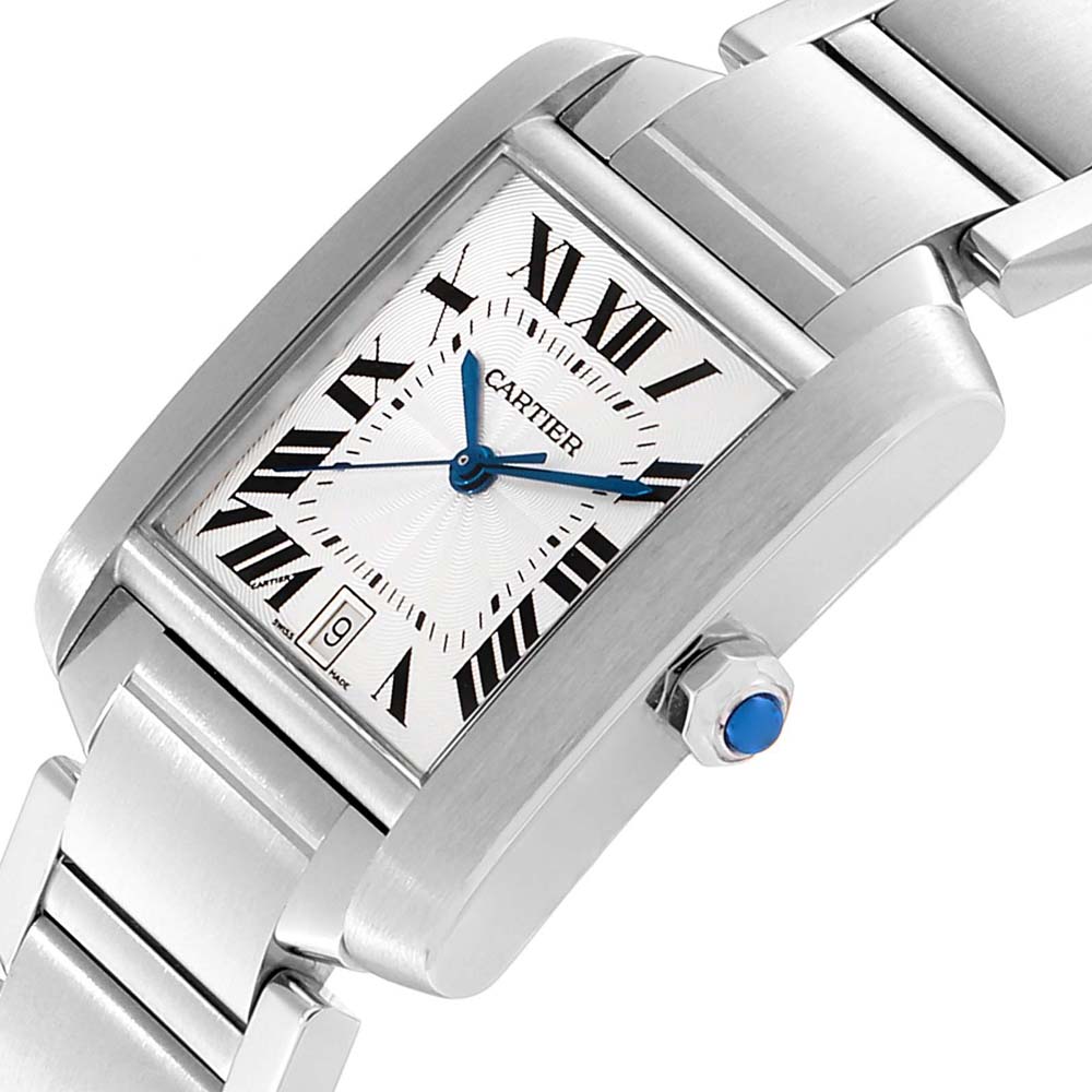 

Cartier Silver Stainless Steel Tank Francaise W51002Q3 Men's Wristwatch