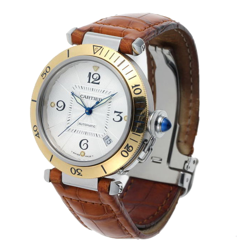 

Cartier Silver Gold Tone Stainless Steel Pasha Automatic W1859 Men's Wristwatch