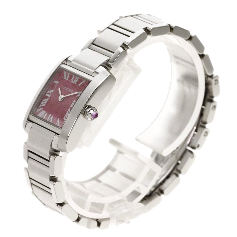 

Cartier Pink Stainless Steel Tank Francaise W51030Q3 Christmas Limited Women's Wristwatch