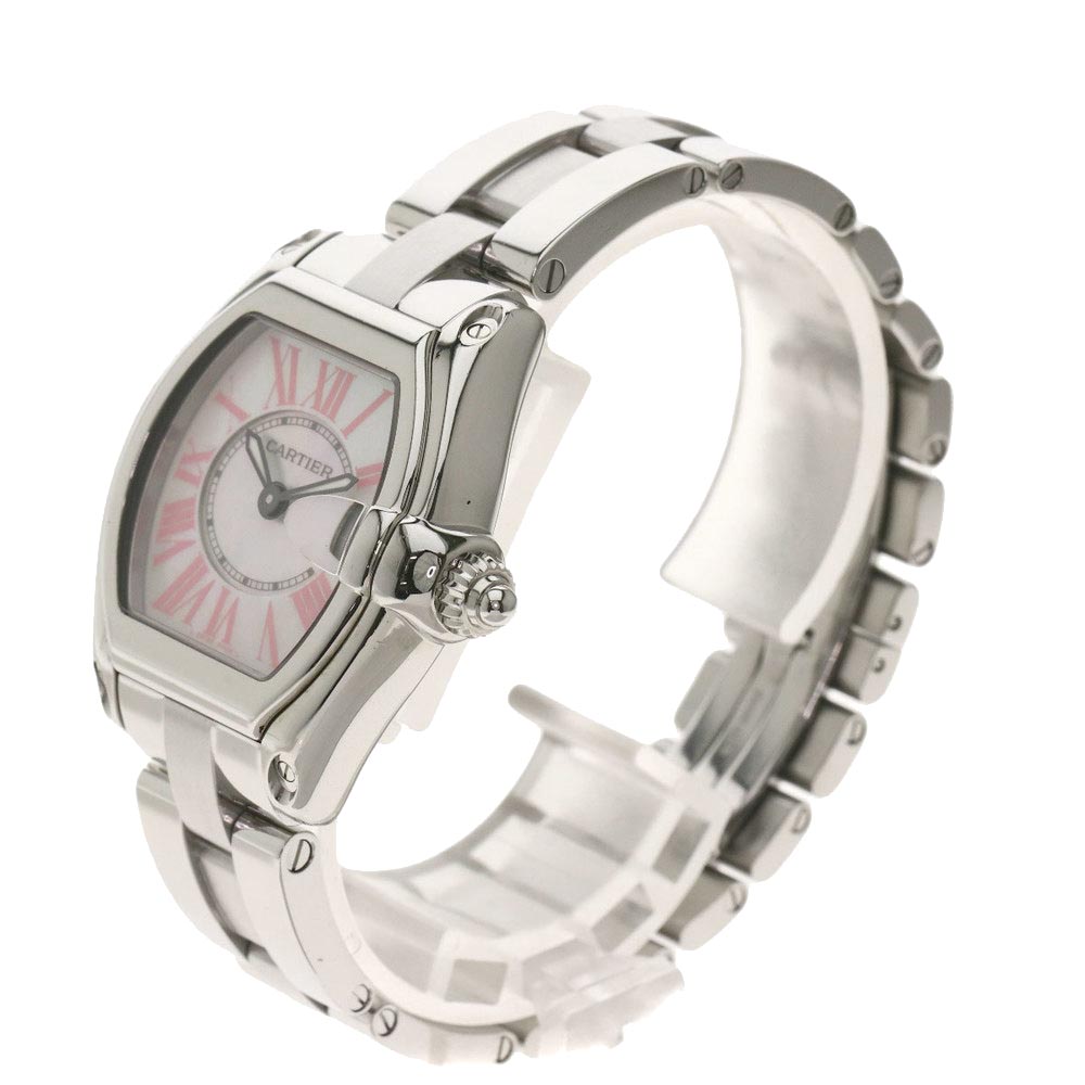 

Cartier Pink MOP Stainless Steel Roadster Quartz W6206006 Women's Wristwatch, White