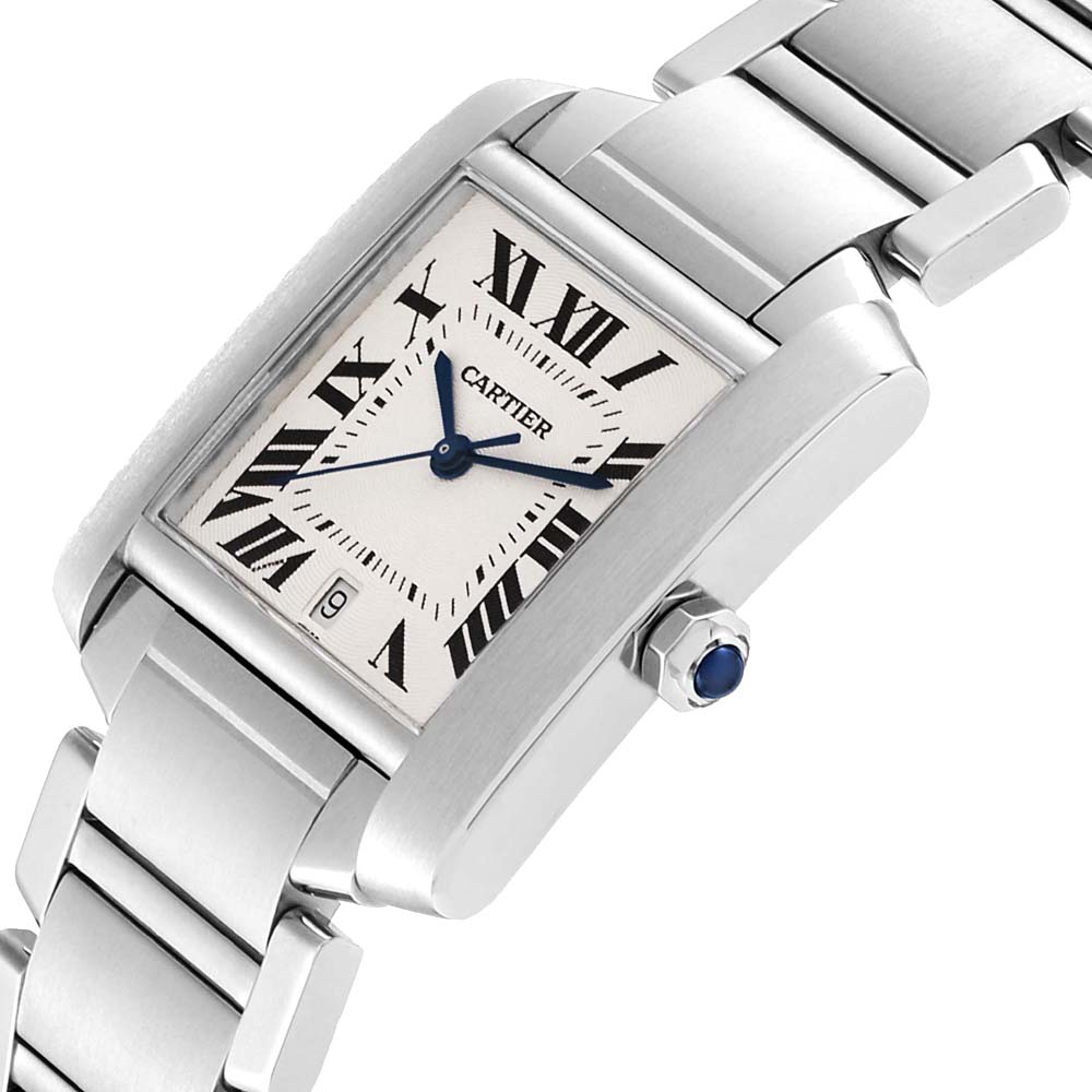 

Cartier Silver Stainless Steel Tank Francaise W51002Q3 Automatic Men's Wristwatch