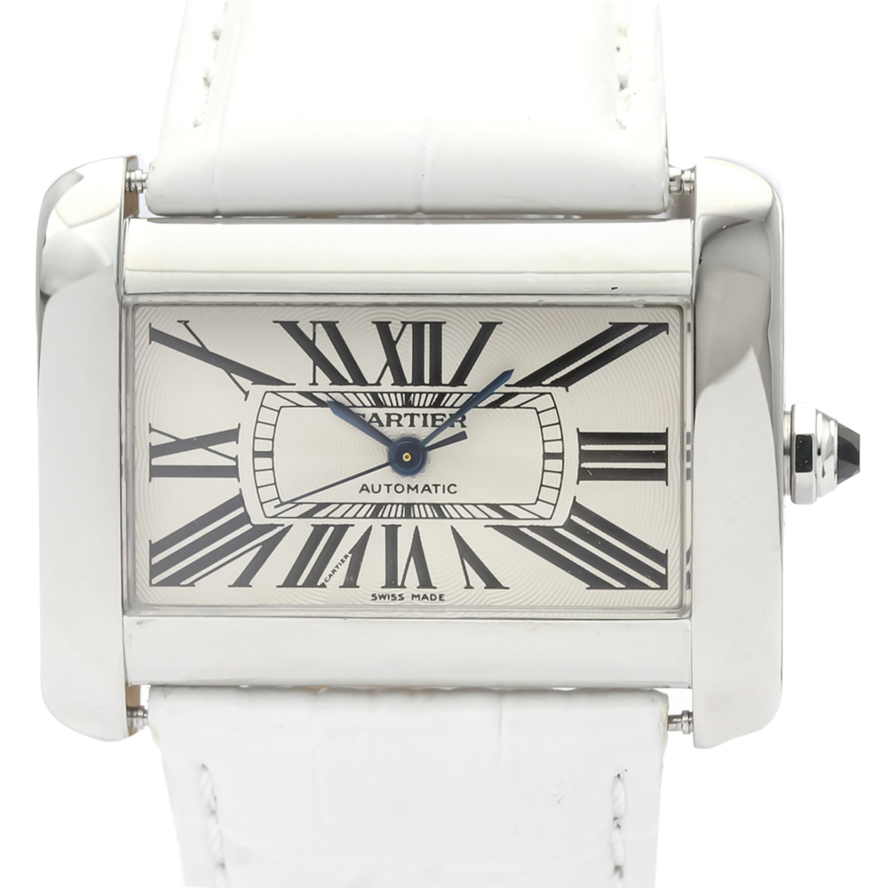 

Cartier Silver Stainless Steel Tank Divan Automatic W6300755 Men's Wristwatch