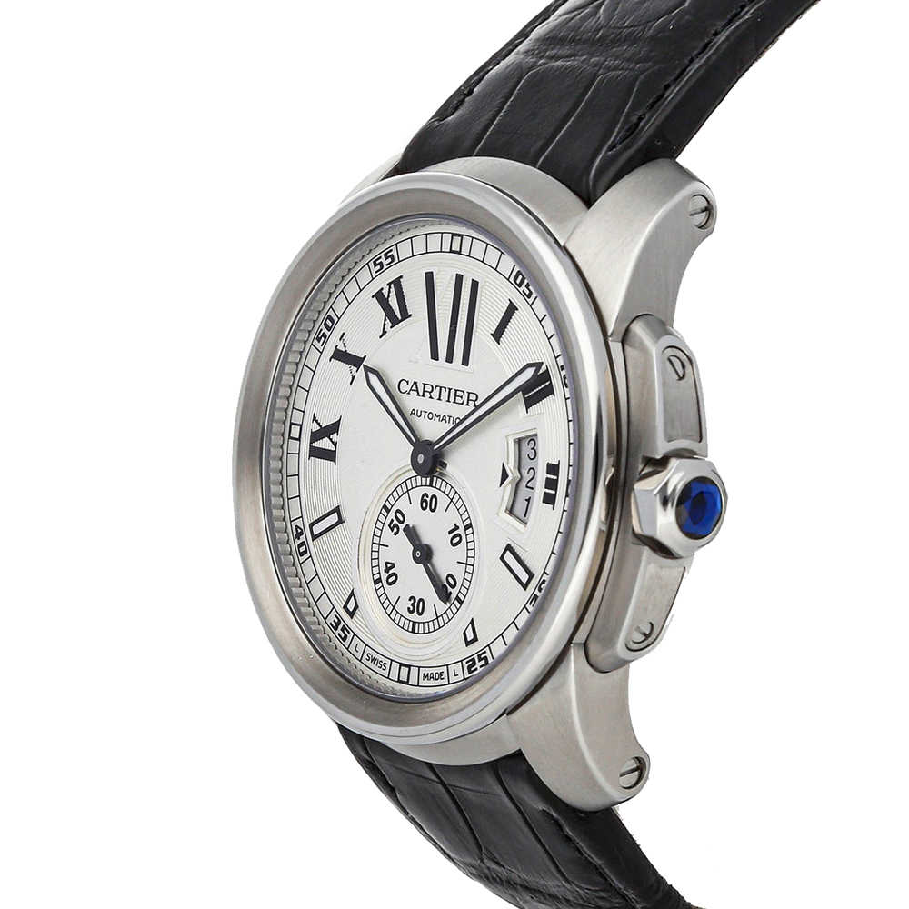 

Cartier Silver Stainless Steel Calibre de Cartier W7100037 Men's Wristwatch