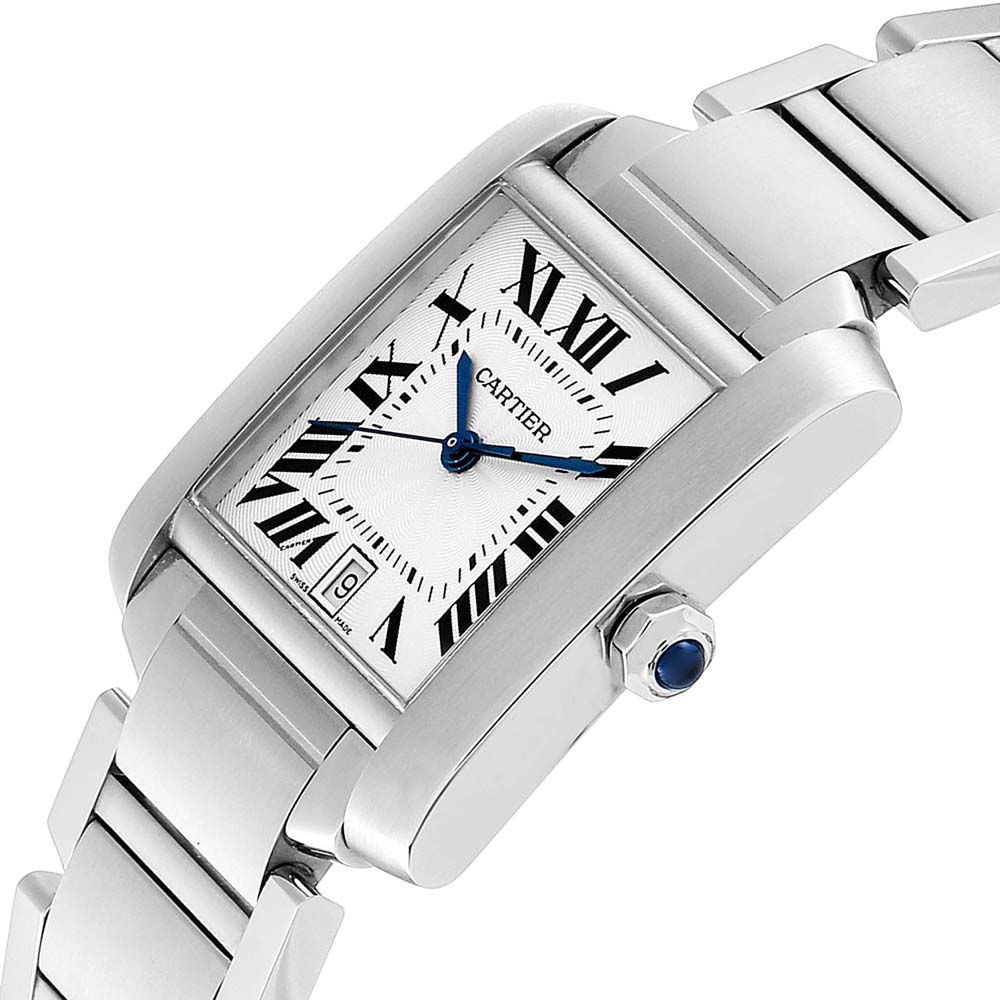 

Cartier Silver Stainless Steel Tank Francaise Automatic W51002Q3 Men's Wristwatch