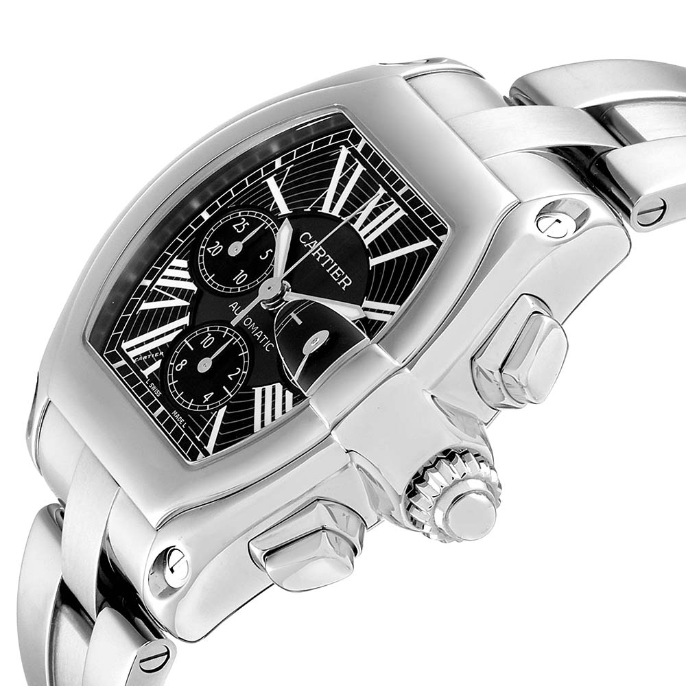 

Cartier Black Stainless Steel Roadster  Chronograph W62020X6 Men's Wristwatch 49 x 43 MM