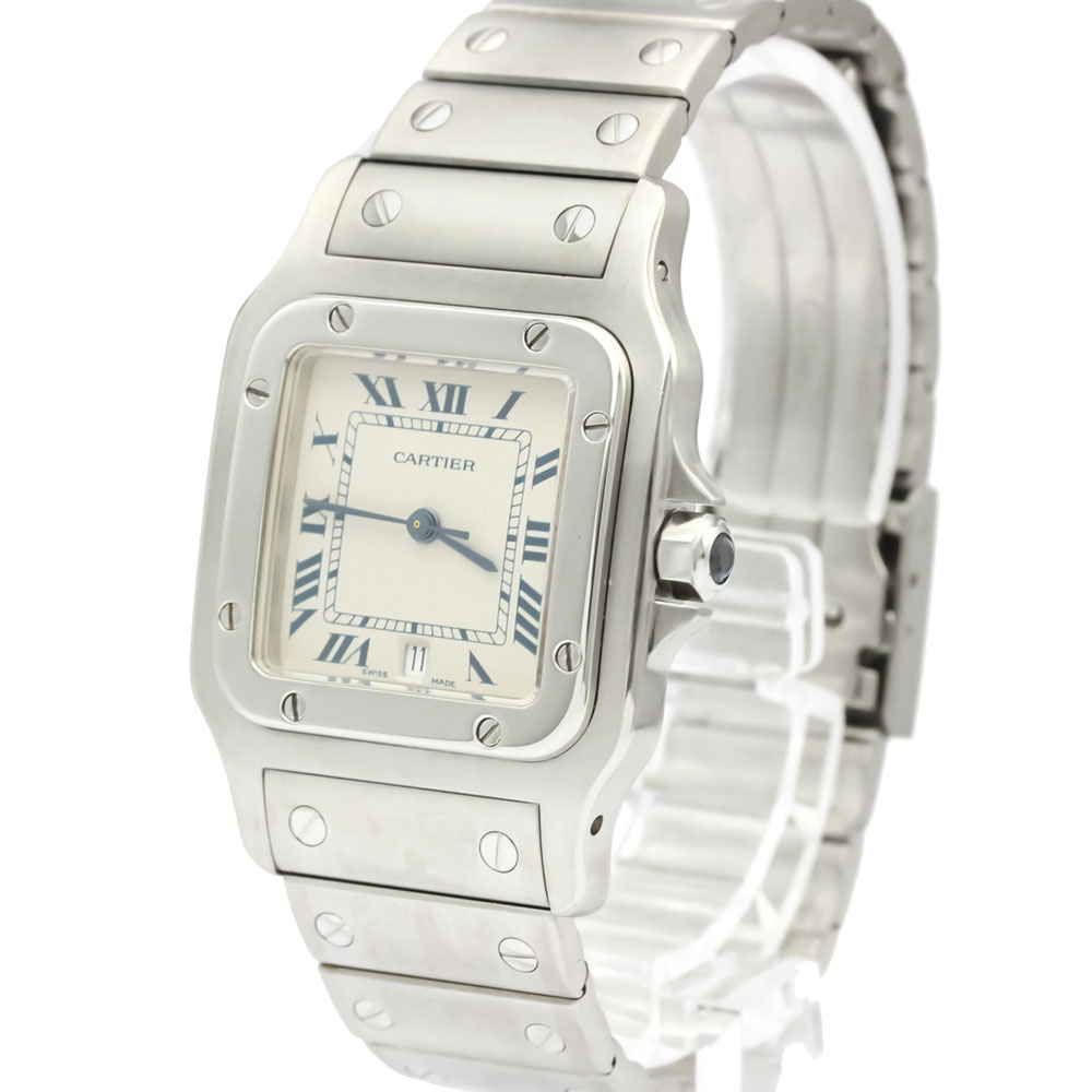 

Cartier Silver Stainless Steel Santos Galbee Quartz W20060D6 Men's Wristwatch