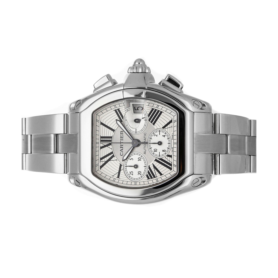 

Cartier Silver Stainless Steel Roadster  Chronograph W62019X6 Men's Wristwatch 48 x 43 MM