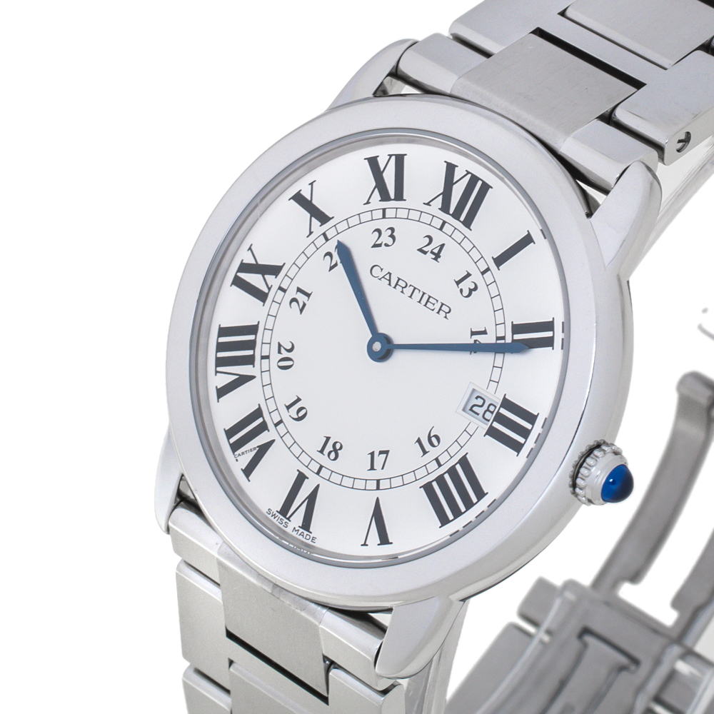 

Cartier Silver Stainless Steel Ronde Solo 3603 Men's Wristwatch 36 mm