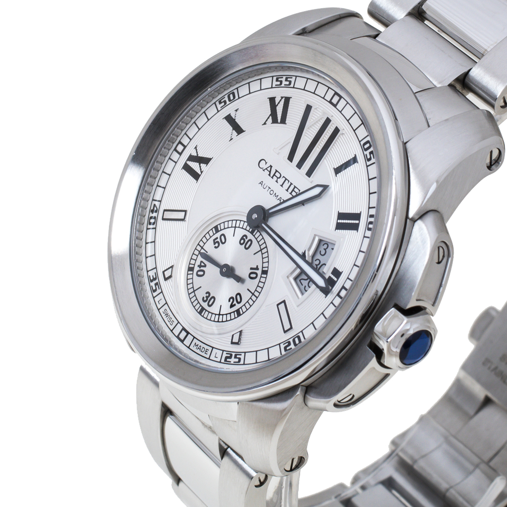 

Cartier White Stainless Steel Calibre De Cartier, Silver