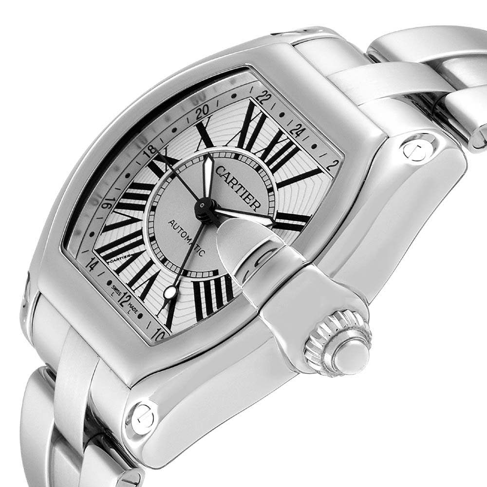 

Cartier Silver Stainless Steel Roadster GMT W62032X6 Men's Wristwatch