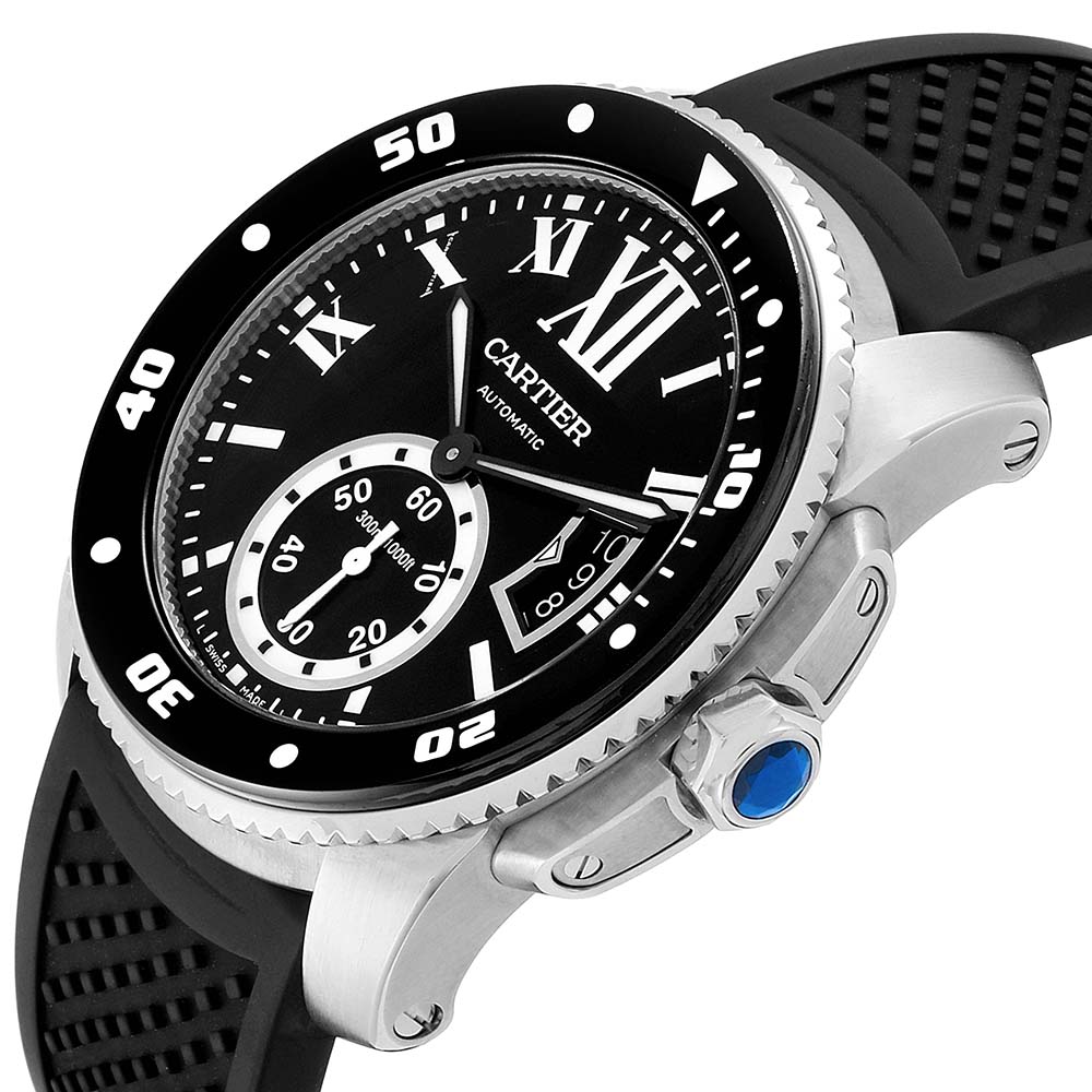 

Cartier Black Stainless Steel Calibre Diver W7100056 Men's Wristwatch