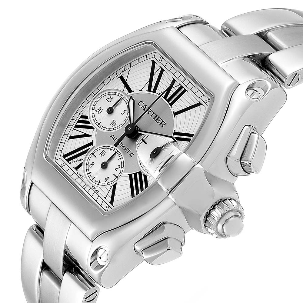 

Cartier Silver Stainless Steel Roadster  Chronograph Automatic W62019X6 Men's Wristwatch 49 x 43 MM