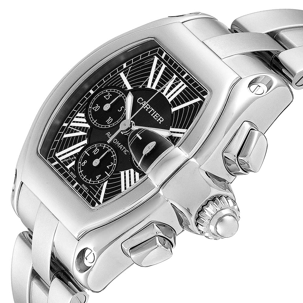 

Cartier Black Stainless Steel Roadster  Chronograph W62020X6 Men's Wristwatch 49 x 43 MM