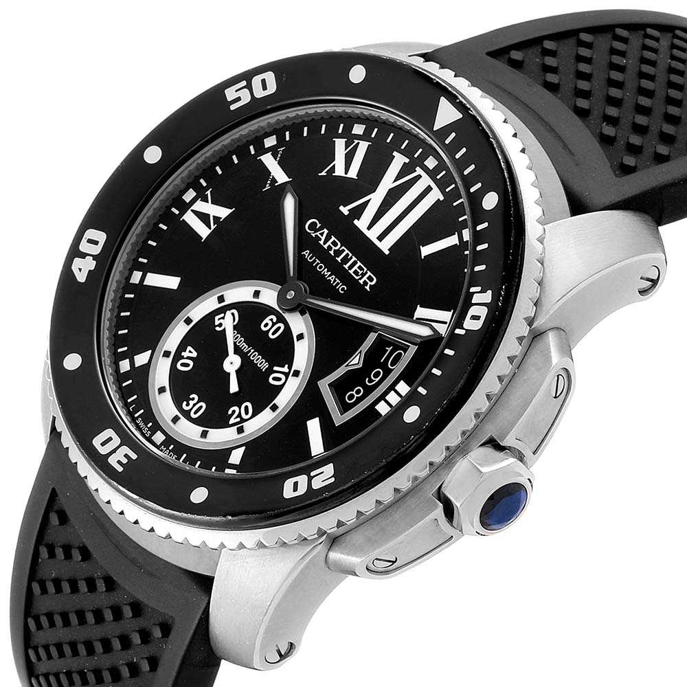 

Cartier Black Stainless Steel Calibre Diver W7100056 Men's Wristwatch