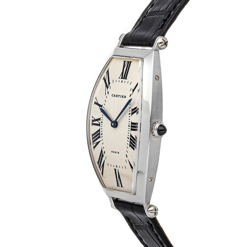 

Cartier Silver Platinum Tonneau W1528152 Men's Wristwatch