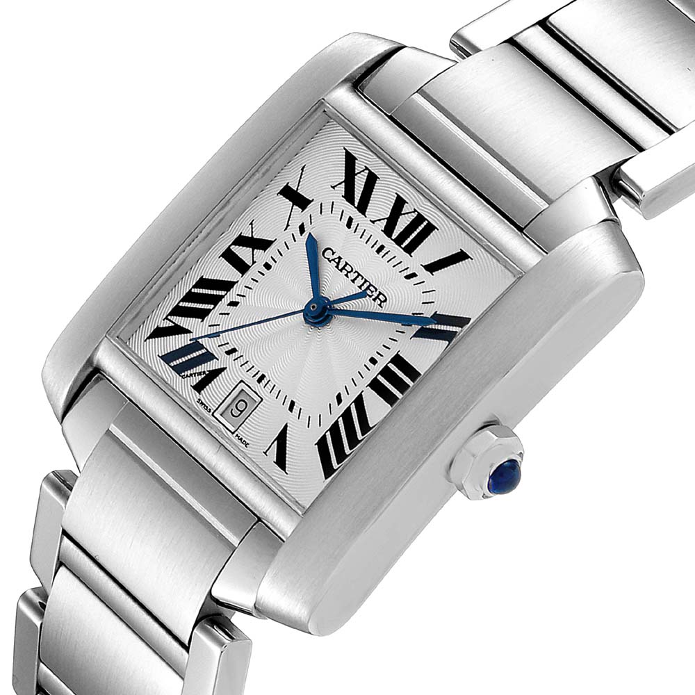 

Cartier Silver Stainless Steel Tank Francaise Automatic W51002Q3 Men's Wristwatch