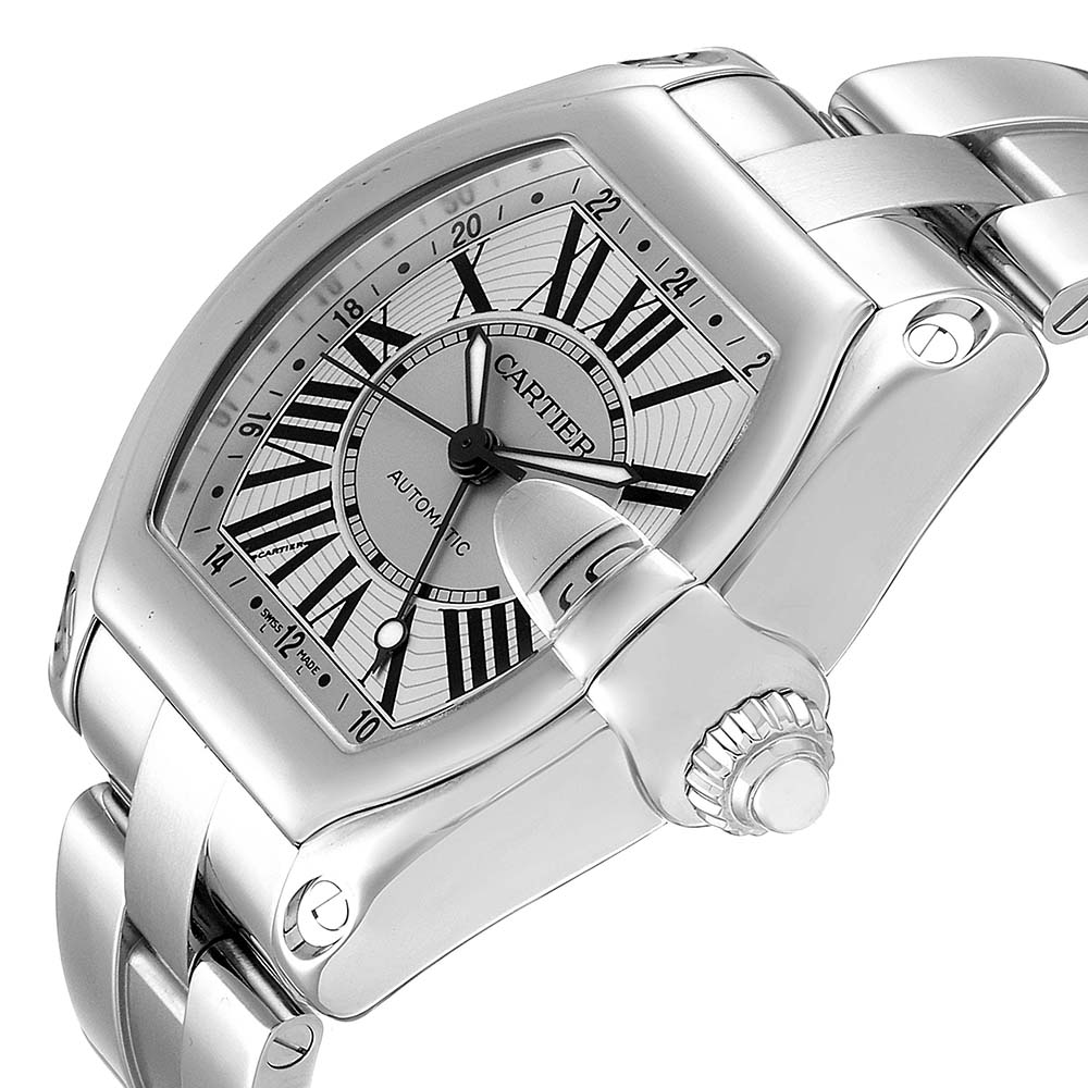 

Cartier Silver Stainless Steel Roadster GMT W62032X6 Men's Wristwatch