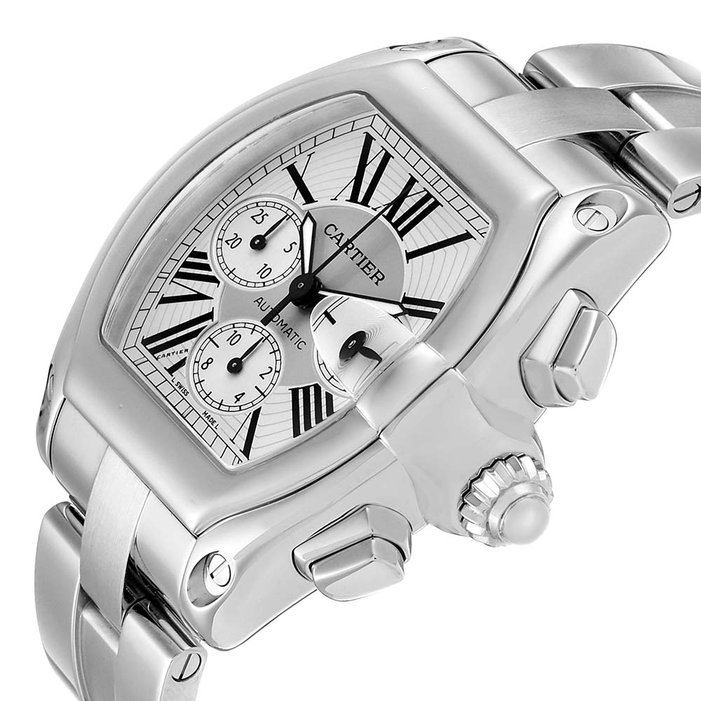 

Cartier Silver Stainless Steel Roadster  Chronograph Automatic W62019X6 Men's Wristwatch 49 x 43 MM