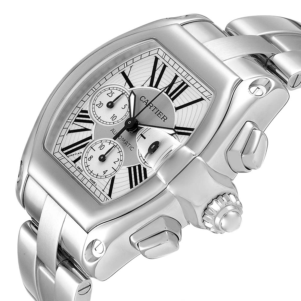 

Cartier Silver Stainless Steel Roadster  Chronograph Automatic W62019X6 Men's Wristwatch 49 x 43 MM
