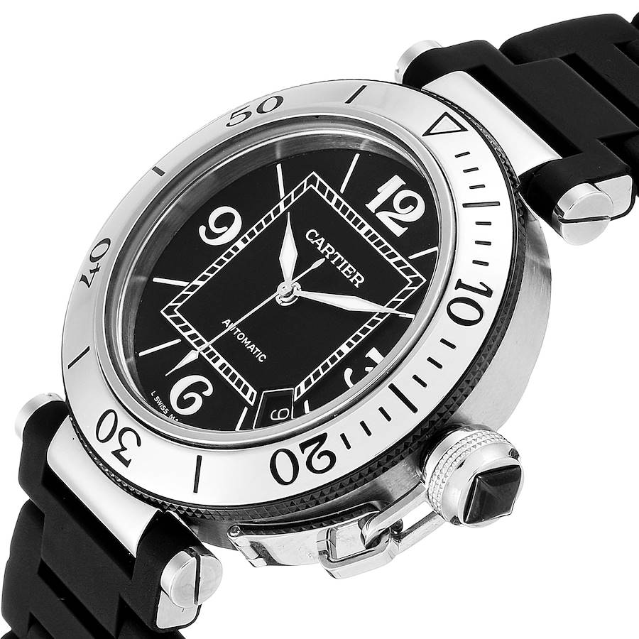 

Cartier Black Stainless Steel Pasha Seatimer W31077U2 Men's Wristwatch
