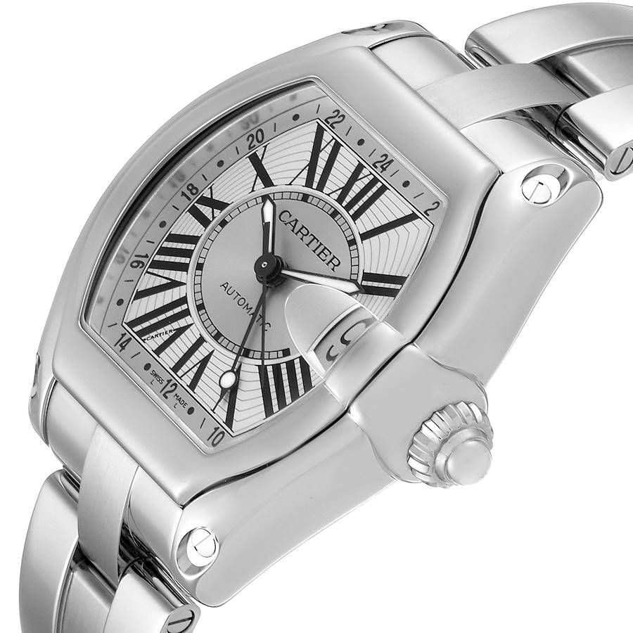 

Cartier Silver Stainless Steel Roadster GMT W62032X6 Men's Wristwatch