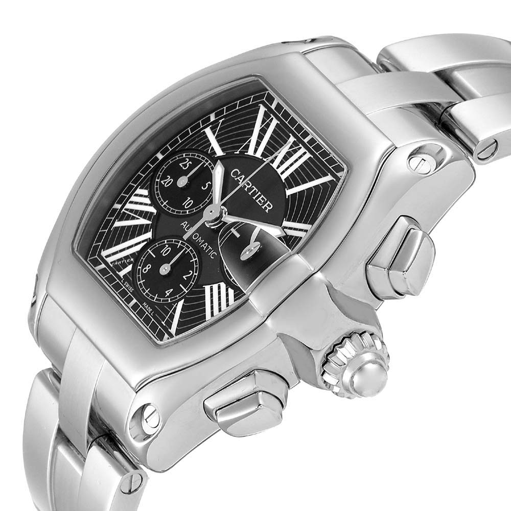 

Cartier Black Stainless Steel Roadster  Chronograph W62020X6 Men's Wristwatch 49 x 43 MM