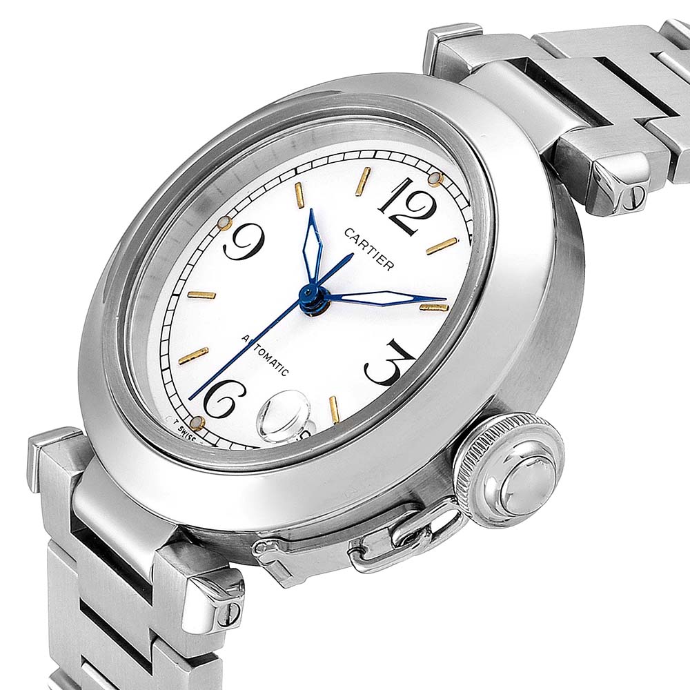 

Cartier White Stainless Steel Pasha C W31044M7 Men's Wristwatch