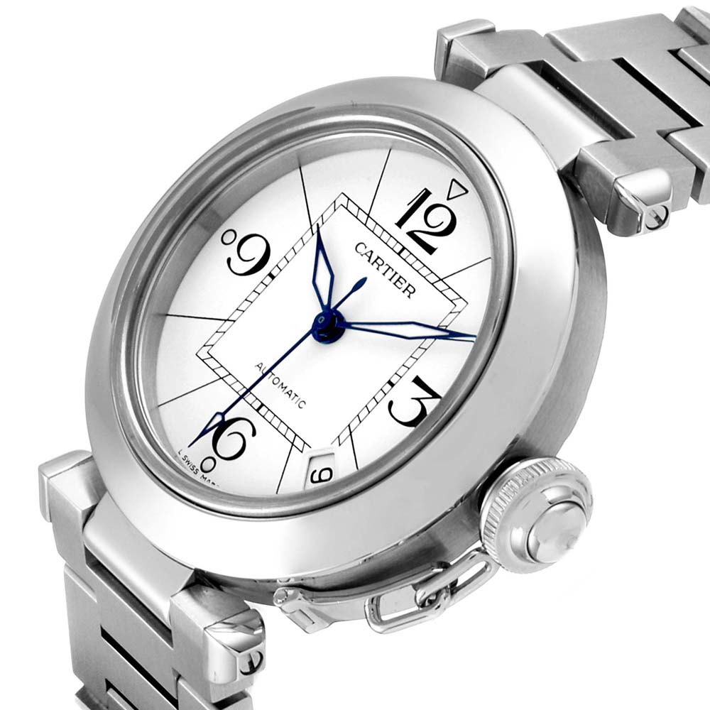 

Cartier White Stainless Steel Pasha C W31074M7 Men's Wristwatch
