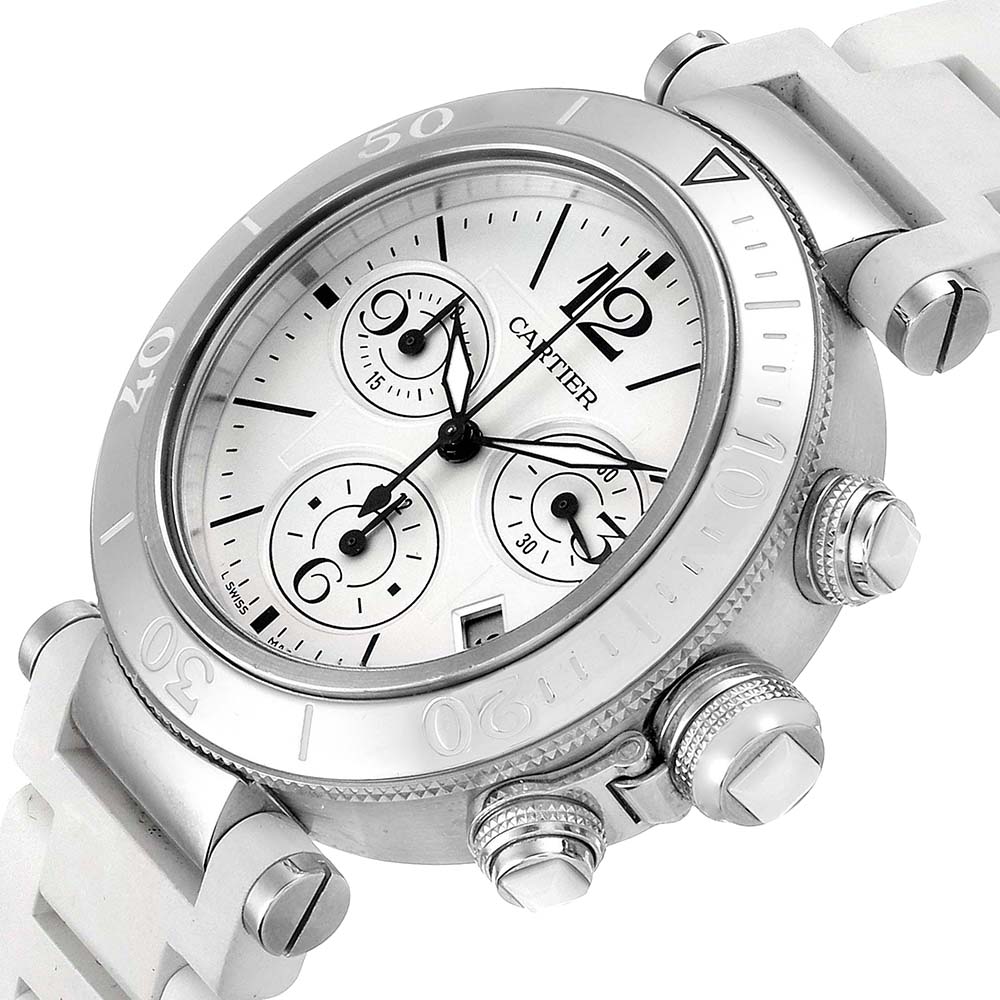 

Cartier Silver Stainless Steel Pasha Seatimer Chronograph W3140005 Men's Wristwatch