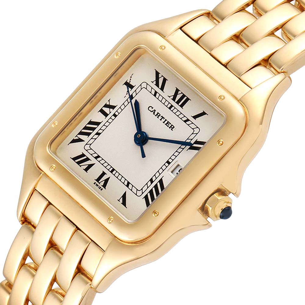 

Cartier White 18K Yellow Gold Panthere W25014B9 Men's Wristwatch 29 MM